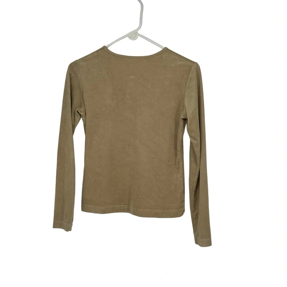 *Women’s Vintage Tsunami Size XS Tan Polyester/Spandex Ultra Suede Shirt Top